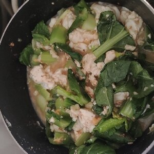 麺つゆで簡単小松菜の卵炒め